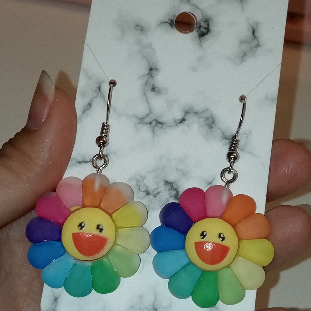 Rainbow smile earring and necklace set